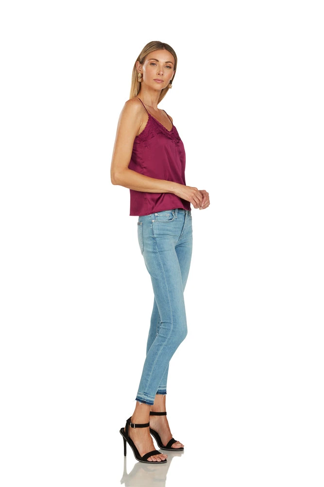 TRISH SCULLY HOME VICTORIA EMBROIDERED SATIN CAMISOLE BURGUNDY