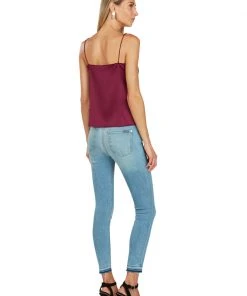 TRISH SCULLY HOME VICTORIA EMBROIDERED SATIN CAMISOLE BURGUNDY