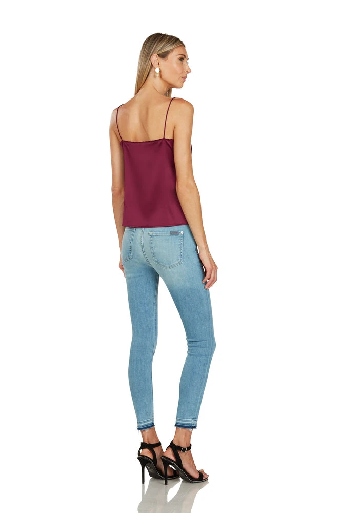 TRISH SCULLY HOME VICTORIA EMBROIDERED SATIN CAMISOLE BURGUNDY